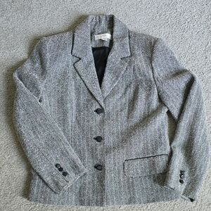 Petite Sophisticate Black and White Herringbone Jacket